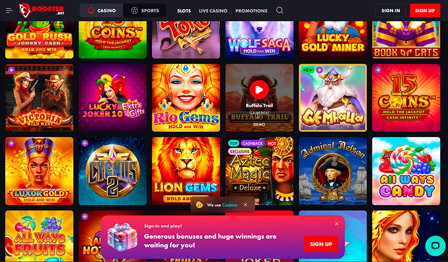 Rooster.bet slot machines